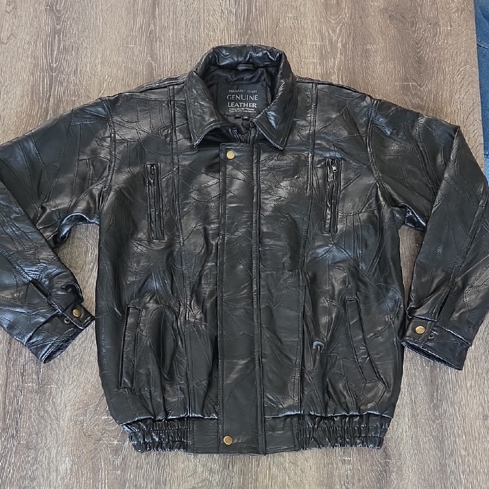 Maxam Brand Genuine Leather Top Grain Lambskin Italian Mosaic Design Jacket